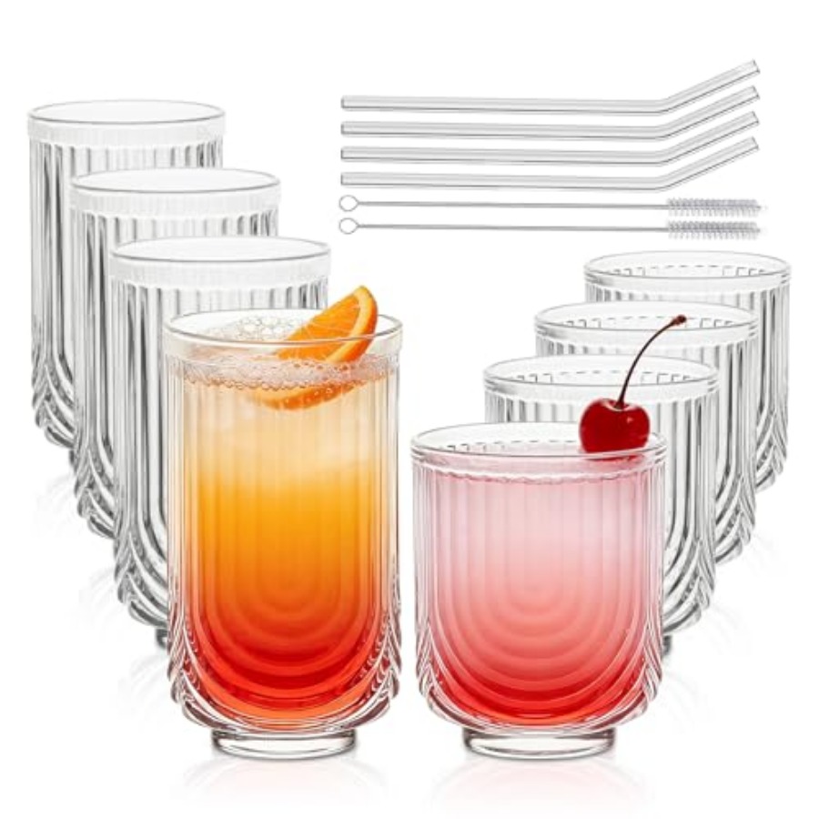 Highball Glass Set - Water Drinking Glasses Set of 8-4