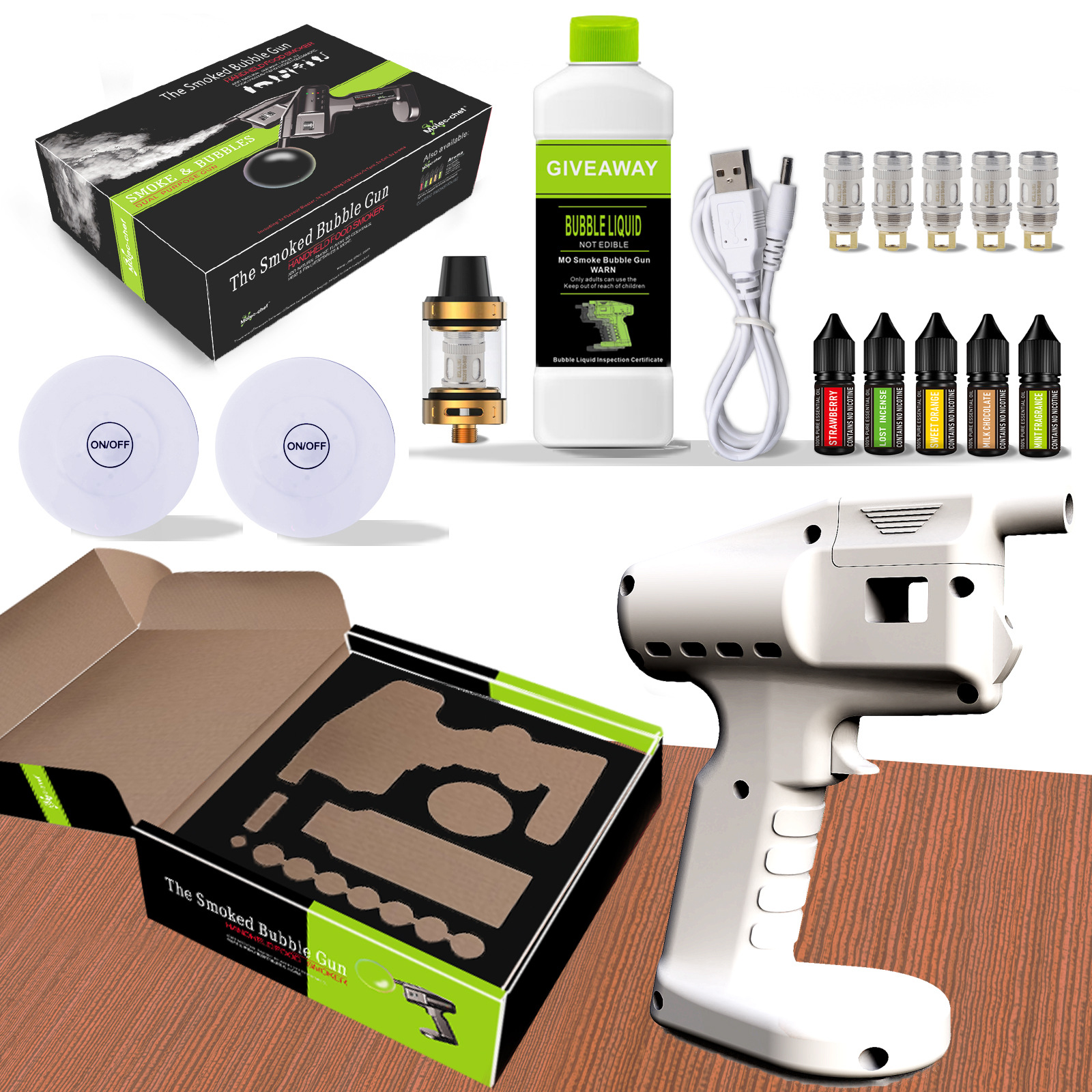 White Smoked Bubble Gun with F - Smoking Gun Kit incelemesi ve fiyatı