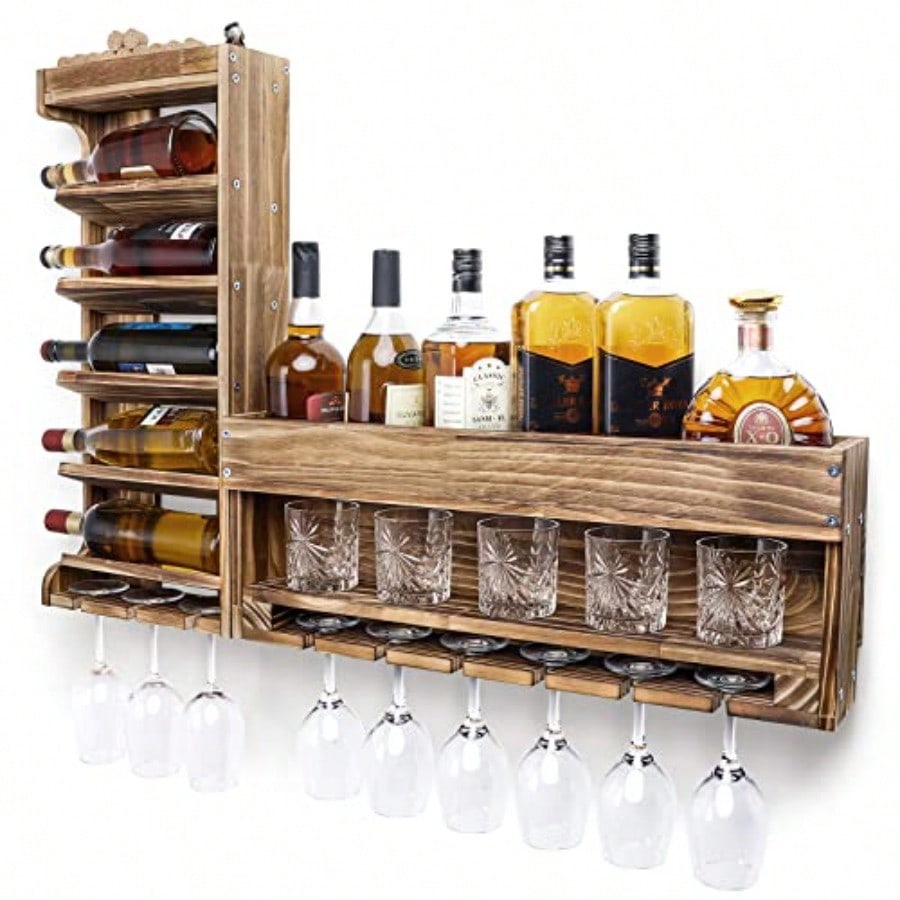 Wine Rack Wall Mounted WoodAlc - Home Bar Shelves incelemesi ve fiyatı