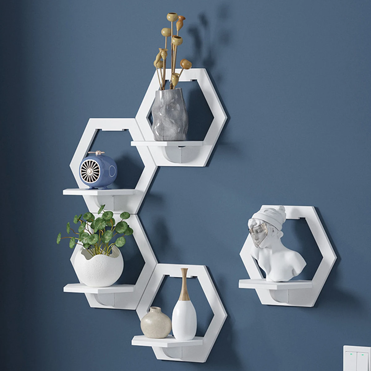 3Pcs Hexagon Wall Shelf Punch  - Home Bar Shelves incelemesi ve fiyatı