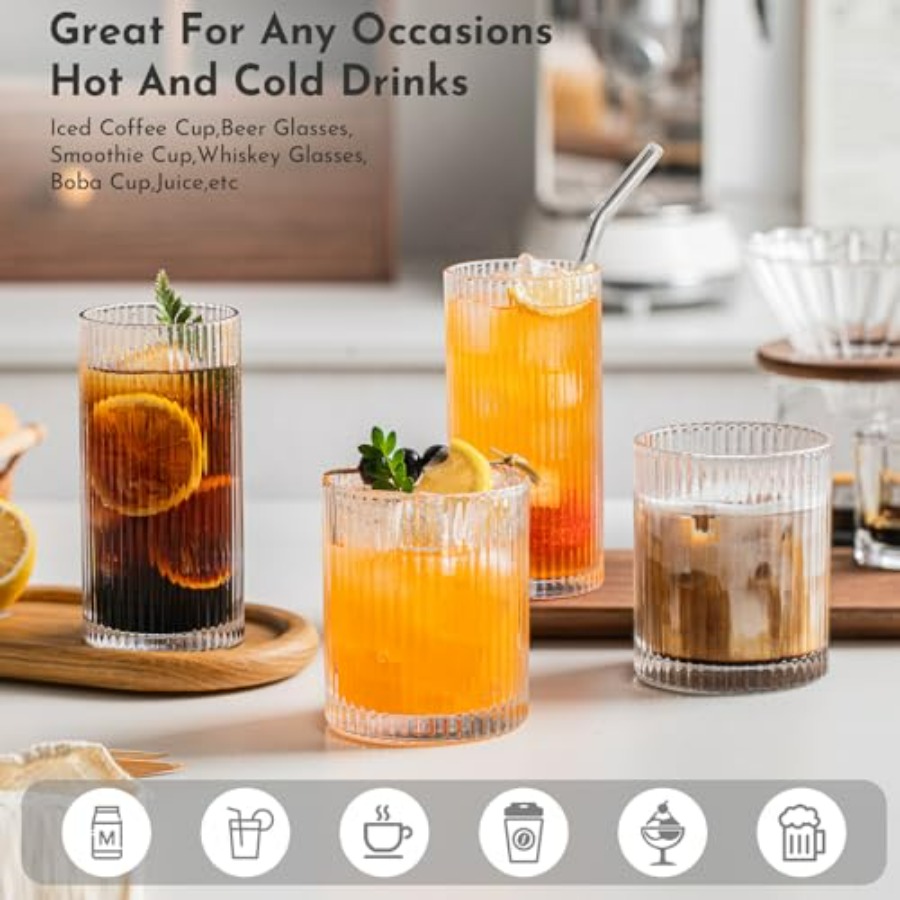 12Piece Ribbed Glassware Set w - Highball Glass Set incelemesi ve fiyatı