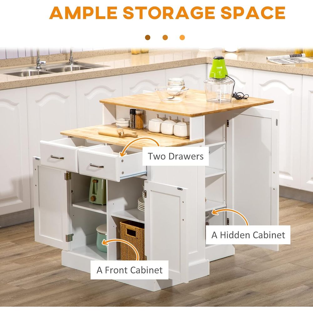 White Kitchen Island with Stor - Home Bar And Cabinet incelemesi ve fiyatı