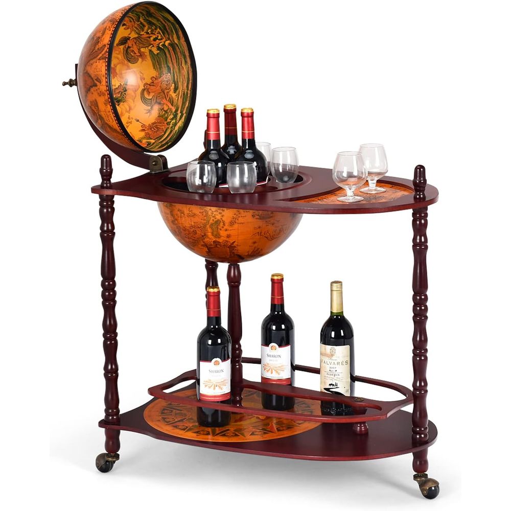 Vintage 34.5 Wheeled Globe Bar - Home Bar And Cabinet incelemesi ve fiyatı