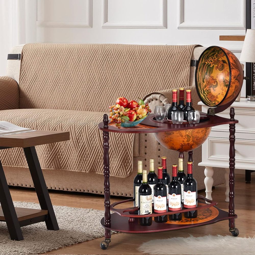 Vintage 34.5 Wheeled Globe Bar - Home Bar And Cabinet incelemesi ve fiyatı