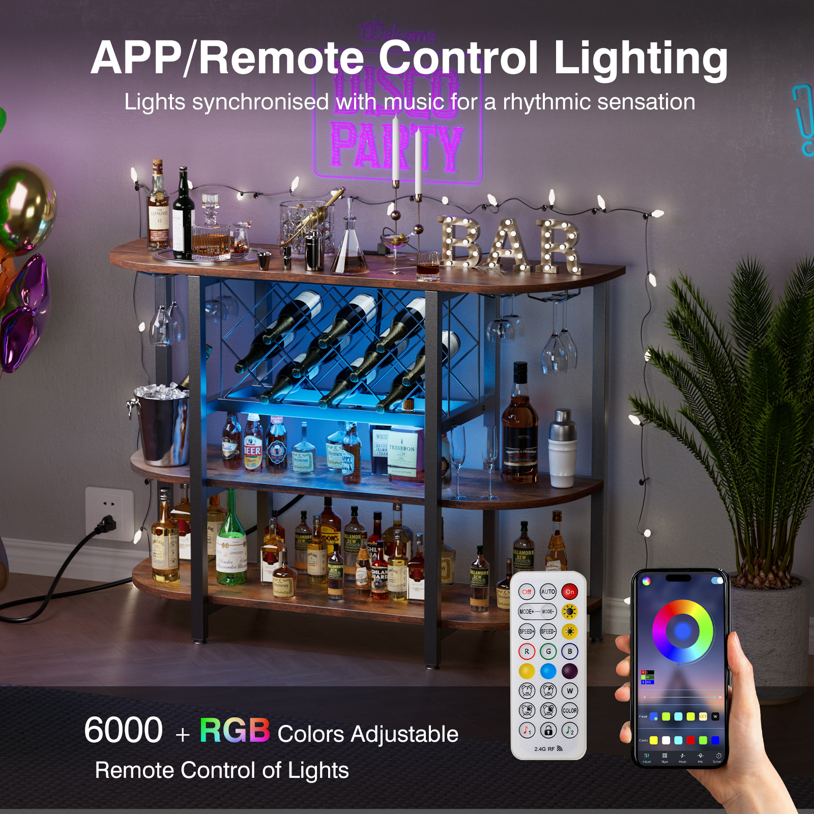 JHK LED Home Bar Cabinet with  - Home Bar And Cabinet incelemesi ve fiyatı