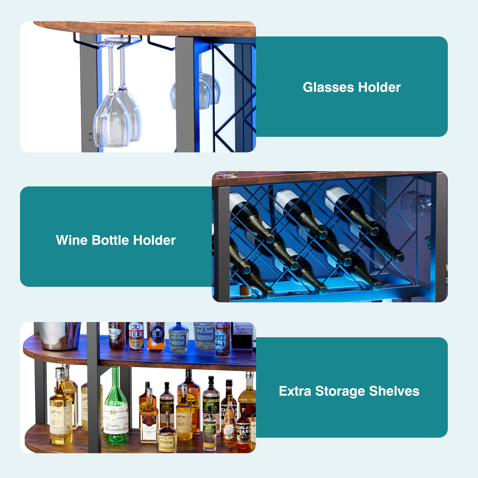 JHK LED Home Bar Cabinet with  - Home Bar And Cabinet incelemesi ve fiyatı