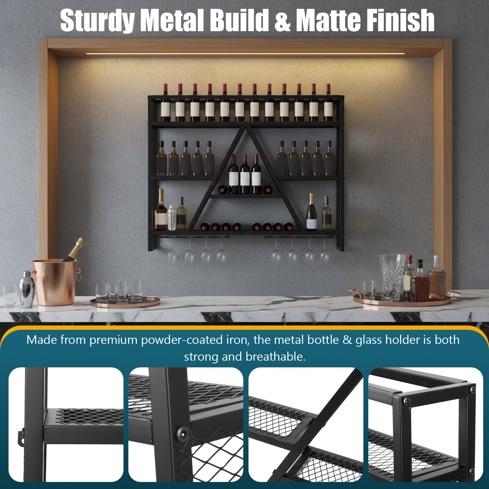 Bar Liquor Bottle Display Shel - Home Bar And Cabinet incelemesi ve fiyatı