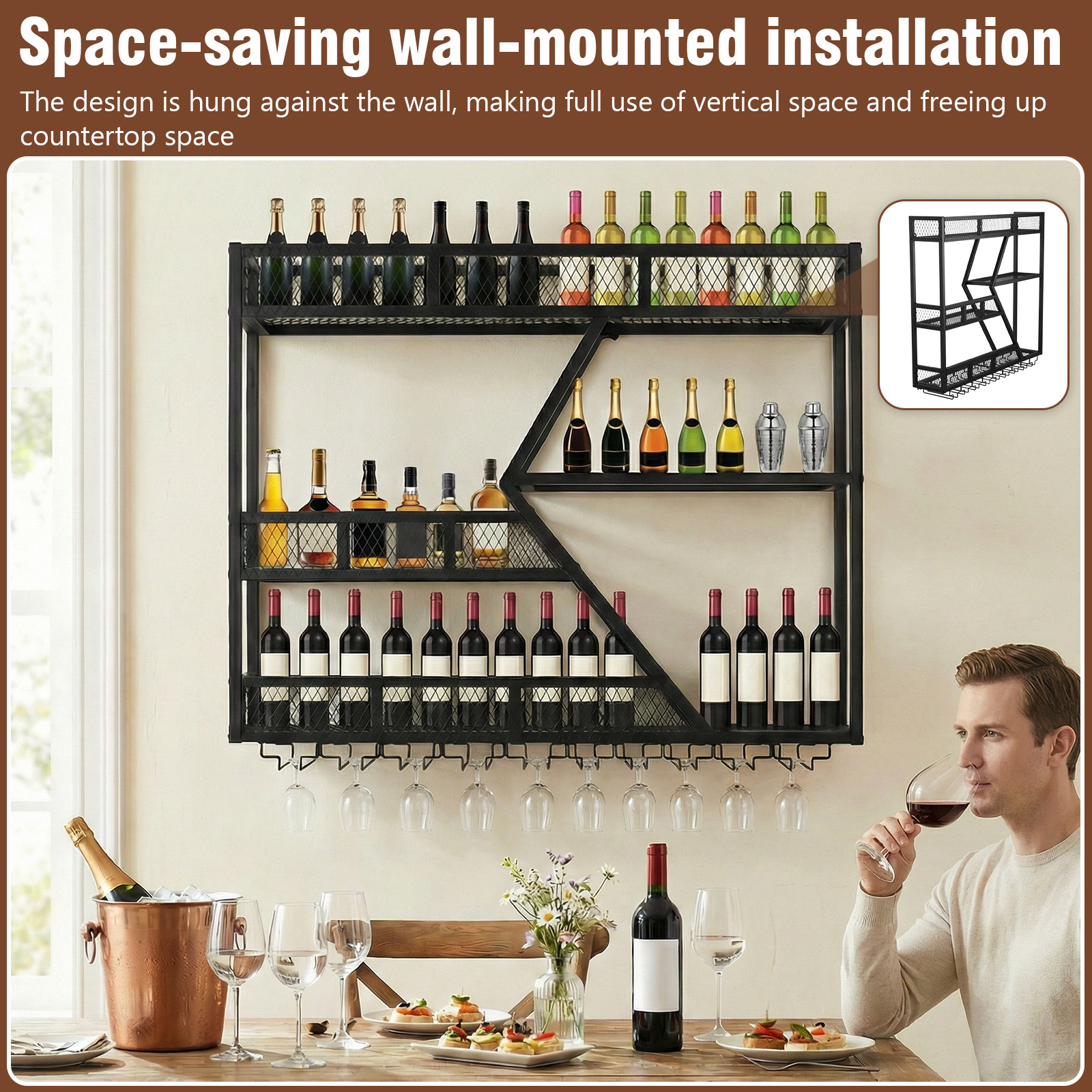 39in 3-Tiers Floating Bar Shel - Home Bar Shelves incelemesi ve fiyatı