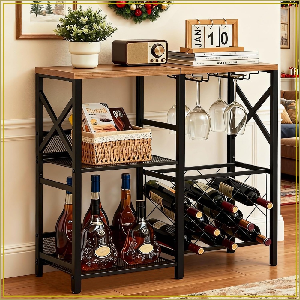 Rustic Freestanding Wine Rack  - Home Bar And Cabinet incelemesi ve fiyatı