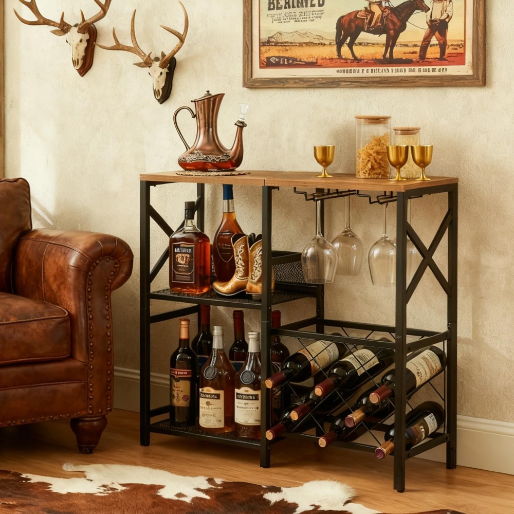 Rustic Freestanding Wine Rack  - Home Bar And Cabinet incelemesi ve fiyatı