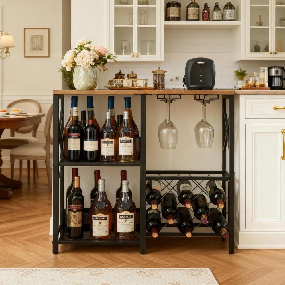 Rustic Freestanding Wine Rack  - Home Bar And Cabinet incelemesi ve fiyatı