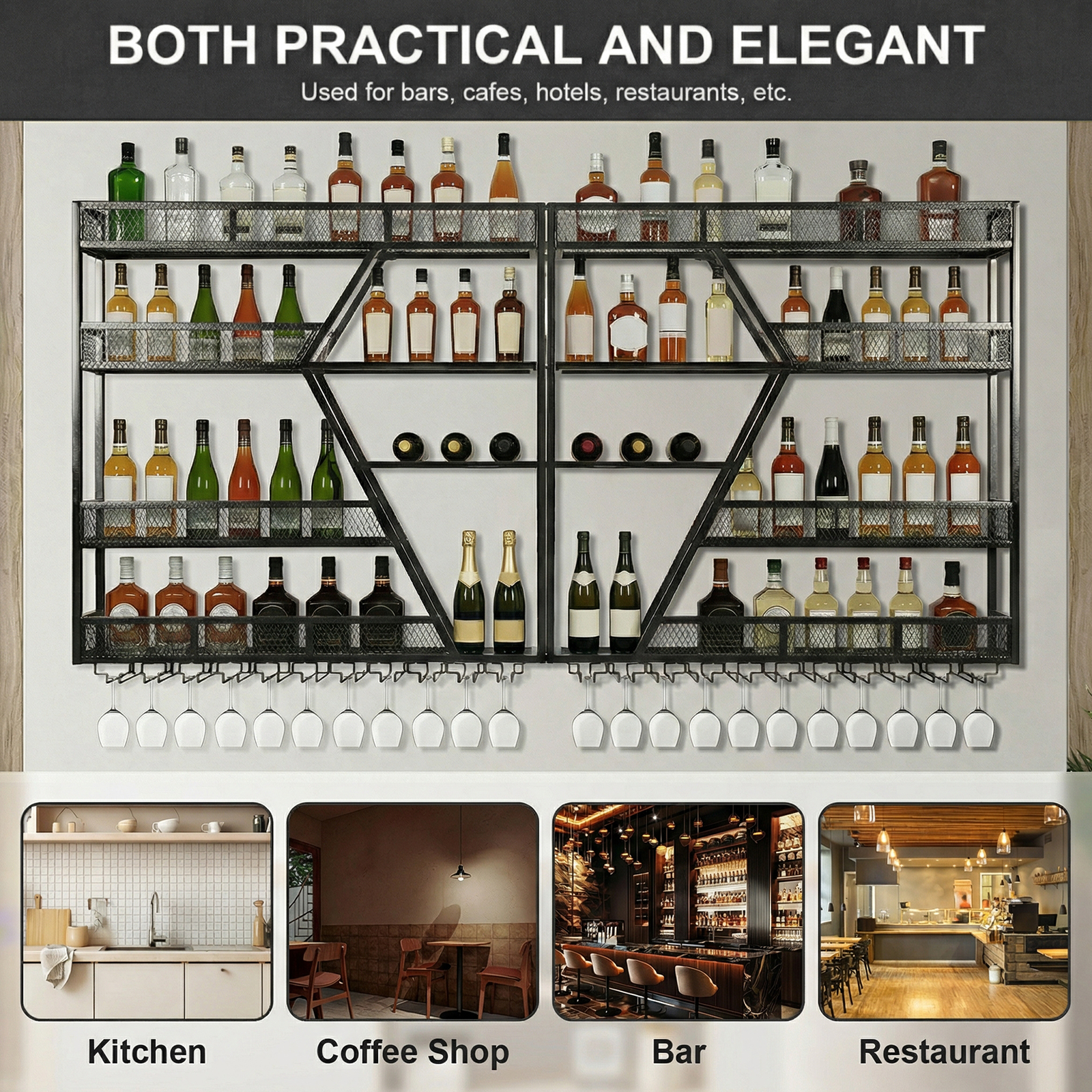 3/4 Tier Wall Mounted Bar Shel - Home Bar Shelves incelemesi ve fiyatı