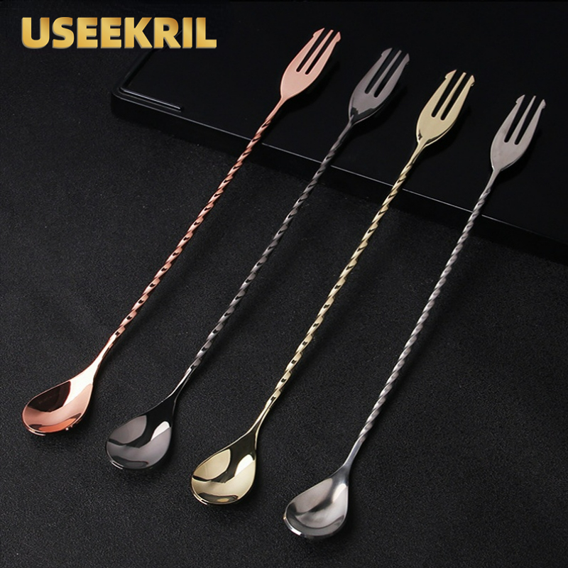 30 40 50cm Bar Spoon With Fork - Bar Spoon Twisted incelemesi ve fiyatı