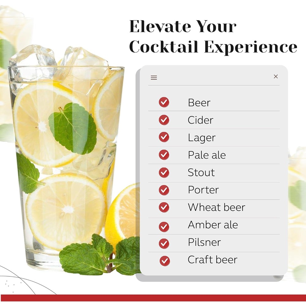 16 oz Pint Glasses 6 Pcs Set D - Highball Glass Set incelemesi ve fiyatı