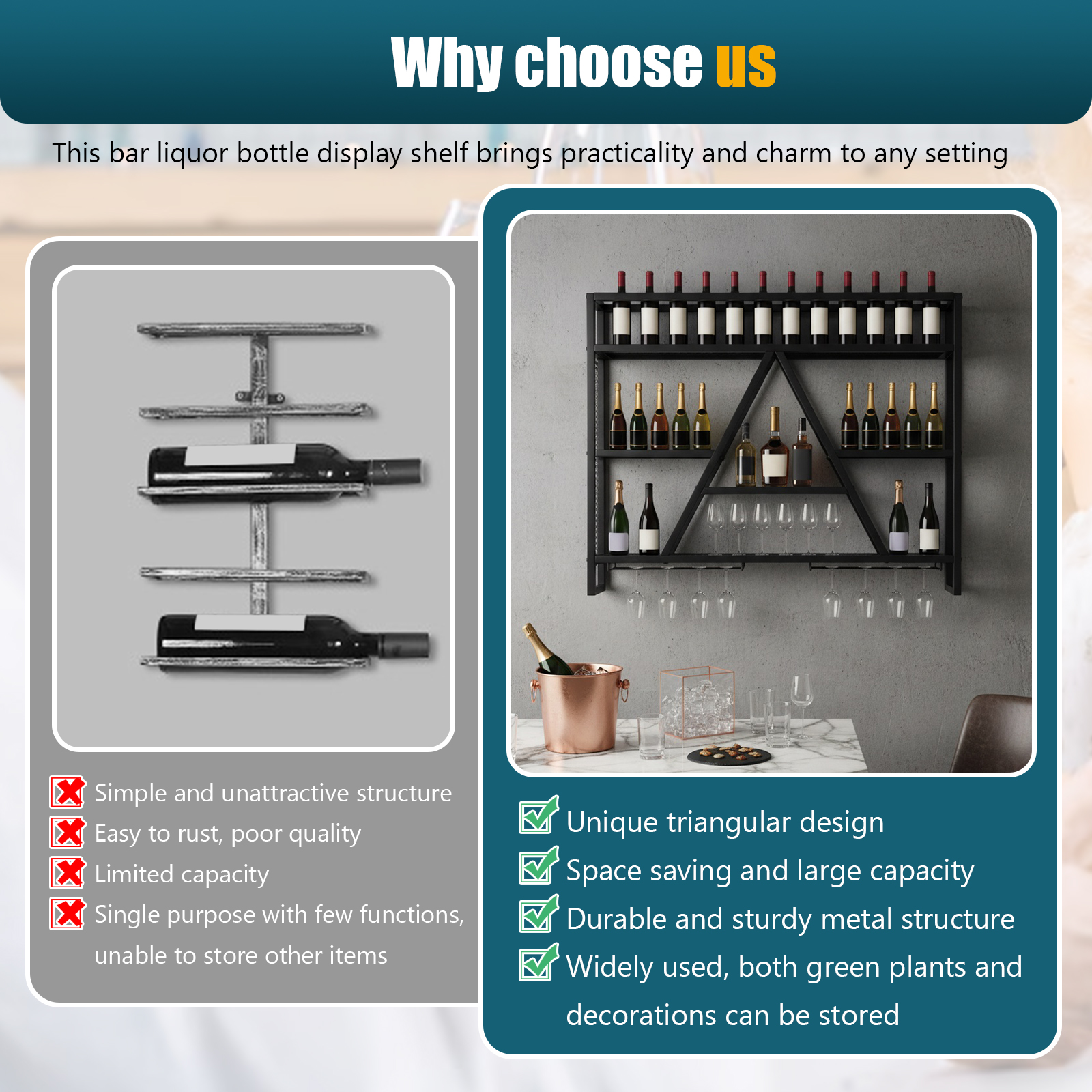 Metal Bottle & Glass Holder Mu - Home Bar Shelves incelemesi ve fiyatı