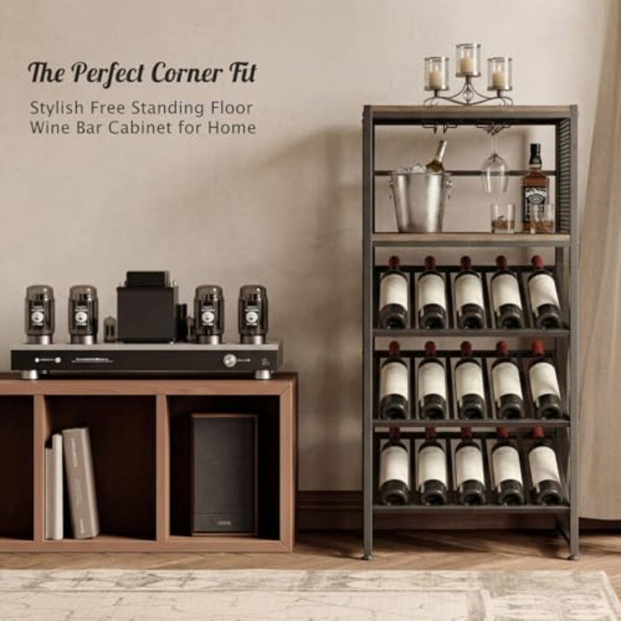 Corner Wine Rack with Glass Ho - Home Bar And Cabinet incelemesi ve fiyatı
