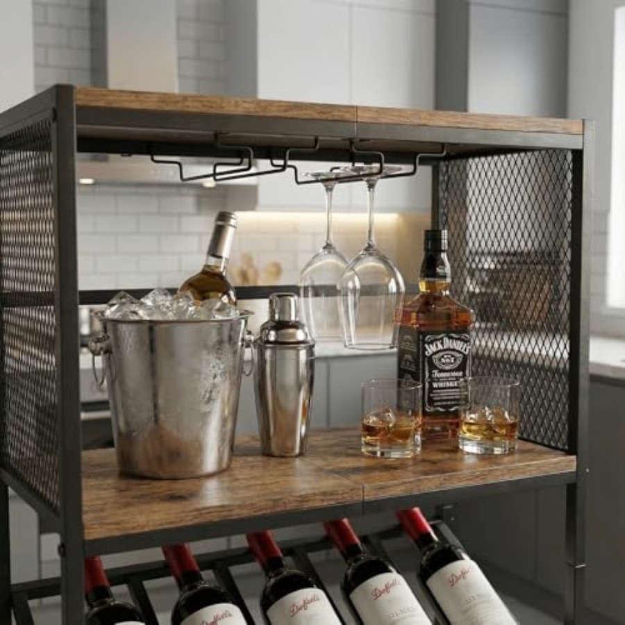 Corner Wine Rack with Glass Ho - Home Bar And Cabinet incelemesi ve fiyatı